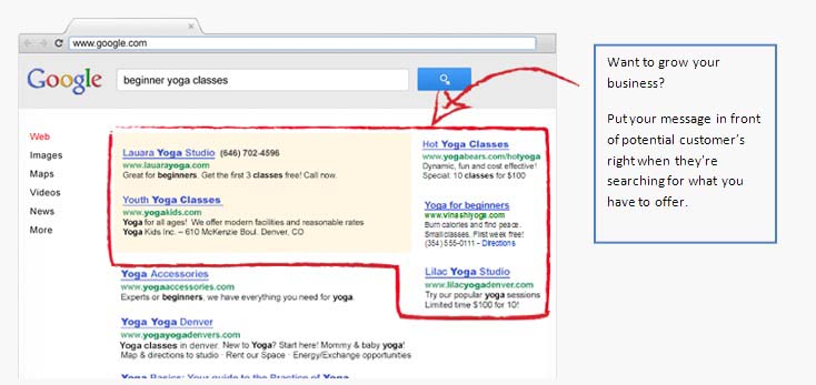 Google ads search results